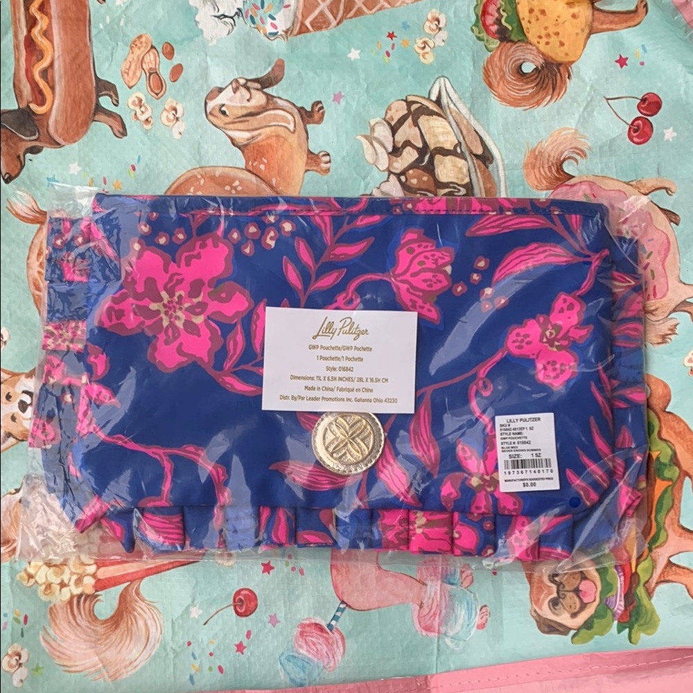 Lilly Pulitzer Blue and Pink Floral Clutch - Picture 1 of 2